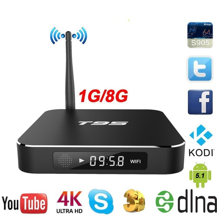 AXNT95 Android 5.1 Amlogic S905 Quad Core Mali 450 TV Box 1G RAM 8G ROM KODI 16.0 Fully Loaded 2.4G Wifi 4K Google... N2
