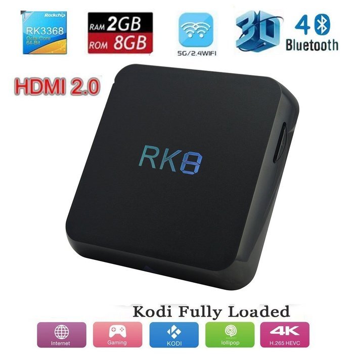 RiSheng RK8 4K Android TV Box Android 5.1 RK3368 Octa Core 64 bit 2G/8G 2.4G/5G Dual Band Wifi Bluetooth 4.0 Fully...