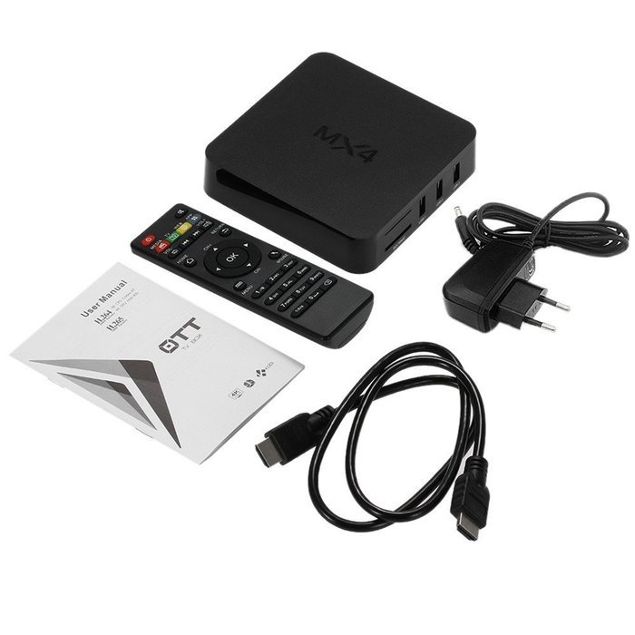 MX4 Smart Android TV Box RK3229 Quad-core 1G / 8G XBMC DLNA UHD 4K 3D H.265 WiFi HD Media Player with Remote Control N15