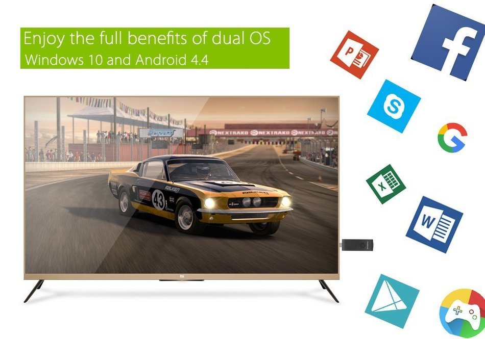 MoreFine M1+ Dual Boot TV Dongle - Windows 10 + Android 4.4, Intel Quad Core CPU, 2GB RAM, 128GB Micro SD Slot... N8