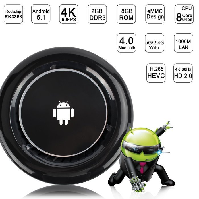 YUNTAB YC-R8H TV Box Android 4.4.2 KODI Quad-core Bluetooth 4.0 16GB A17 Quad-core 1.8Ghz CPU Support dual band... N7