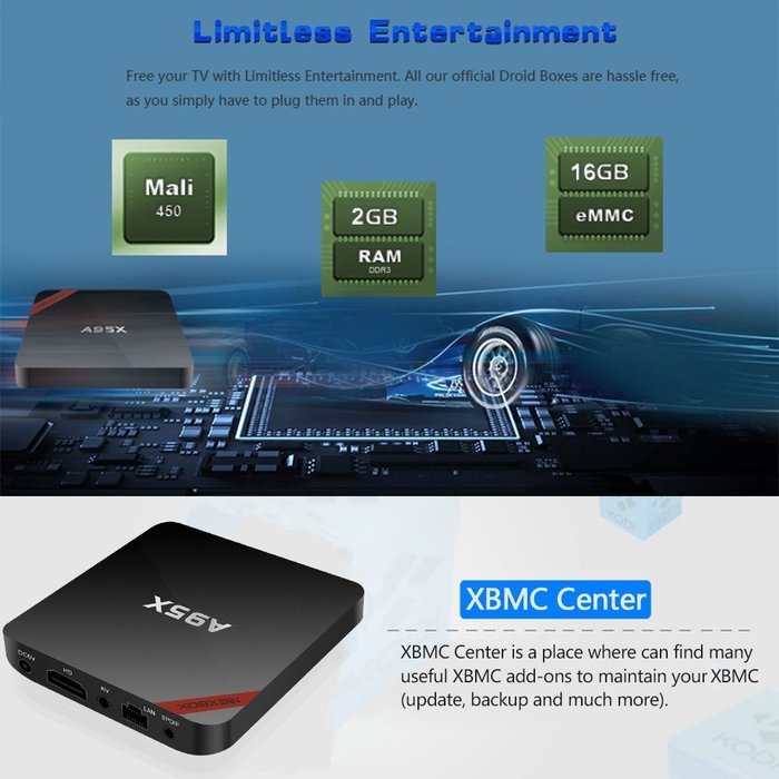 Docooler NEXBOX A95X Smart Android TV Box Android 6.0 Amlogic S905X Quad core 64bit KODI XBMC UHD 4K 2G/16G Mini... N2