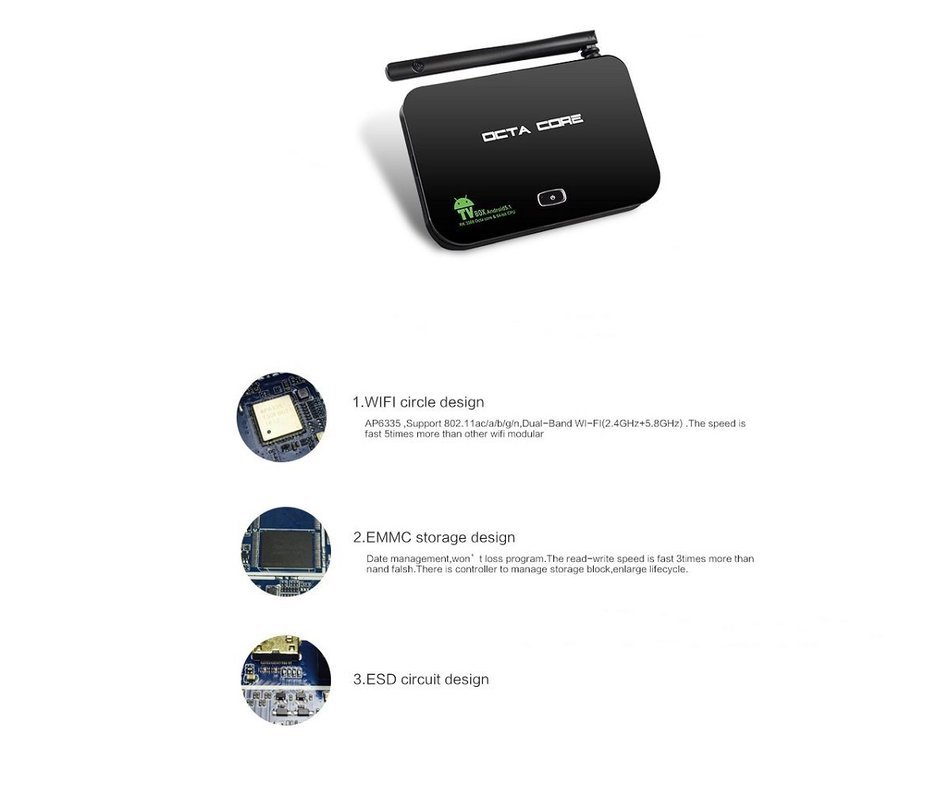 Smart Multimedia Player XBMC Z4 TV Box Android 5.1 Rockchip 3368 Octa-Core(1.5GHZ) DDRIII 2GB EMMC 16GB (Support... N4