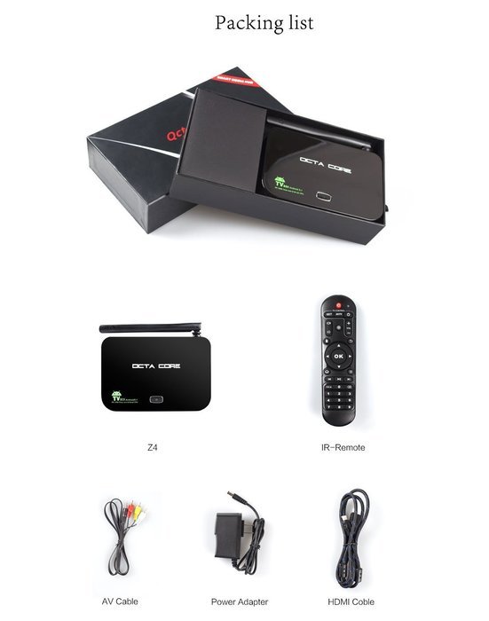 Smart Multimedia Player XBMC Z4 TV Box Android 5.1 Rockchip 3368 Octa-Core(1.5GHZ) DDRIII 2GB EMMC 16GB (Support... N6