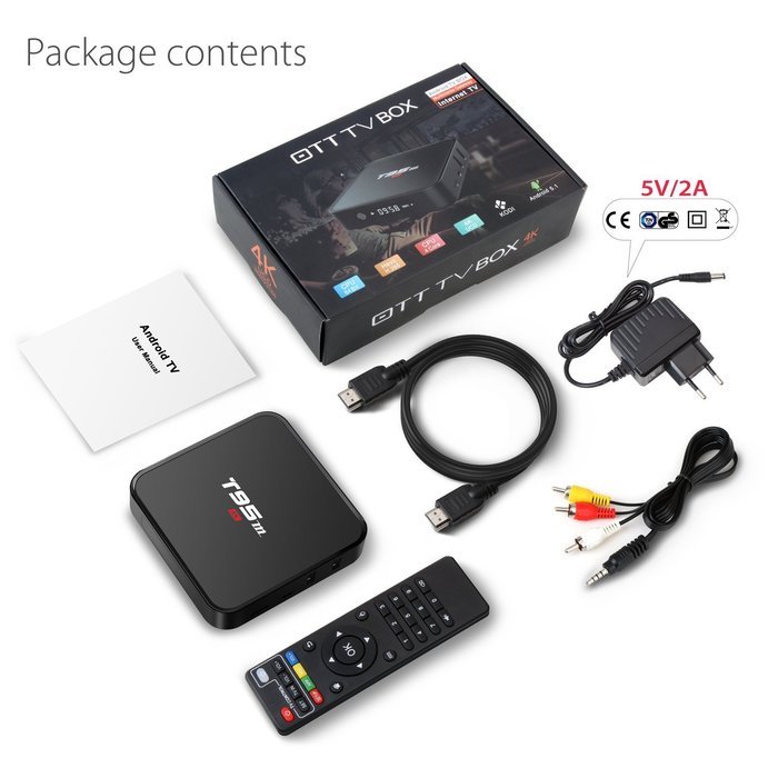 T95M Amlogic S905 Android 5.1 4K TV Box Mini PC 1G/2G Ram 8G Rom 802.11 b/g/n LAN KODI HDMI Dolby 3G N6
