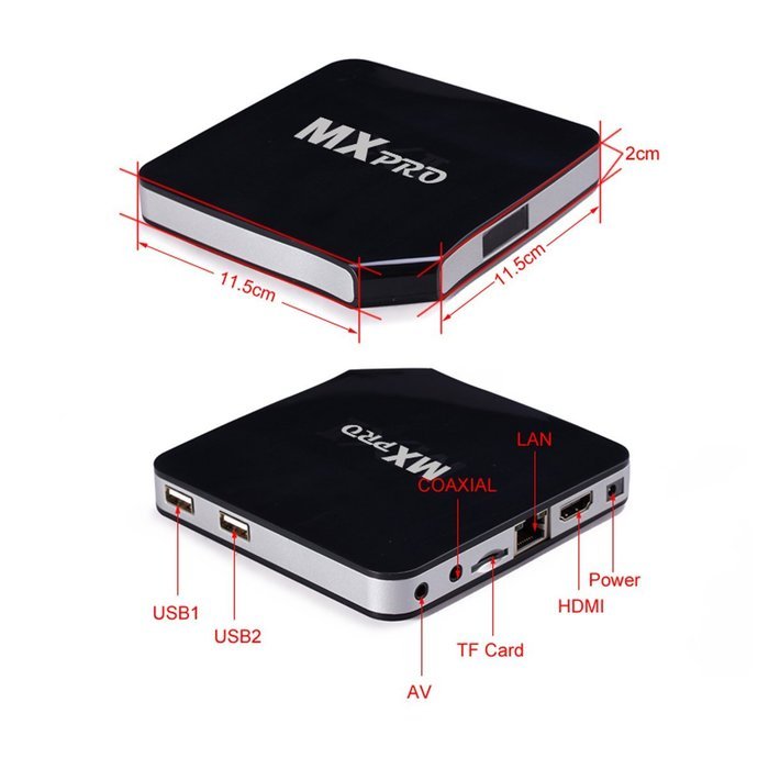 GJU MX PRO Smart Android 4.4 TV Box, Quad Core CPU Amlogic S805 Cortex A9@ 1.5GHz, Quad Core Mali-450 GPU, Streaming... N2