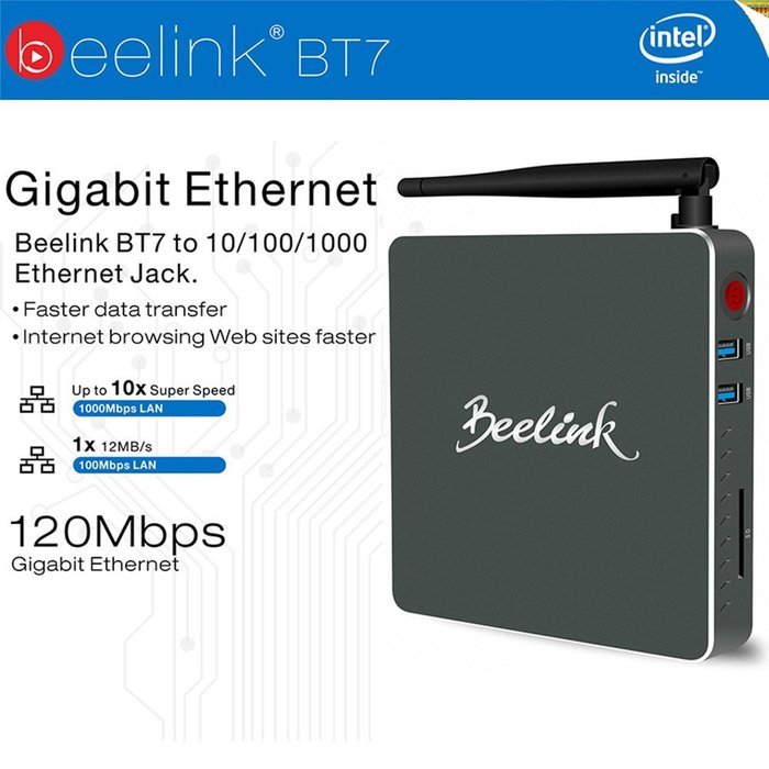 Docooler&reg; Beelink BT7 Windows 10 Smart TV Box Intel Atom x7-Z8700 64 Bits 4GB / 128GB Mini PC KODI 2.4G / 5G Wi-Fi... N3