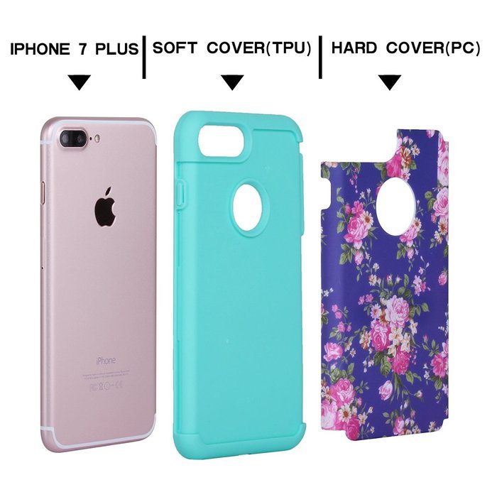 iPhone 7 Plus Cover Case,SAVYOU Orchid Design Dual Layer Case With Shock Absorbent Hard PC Cover and TPU Inner... N8
