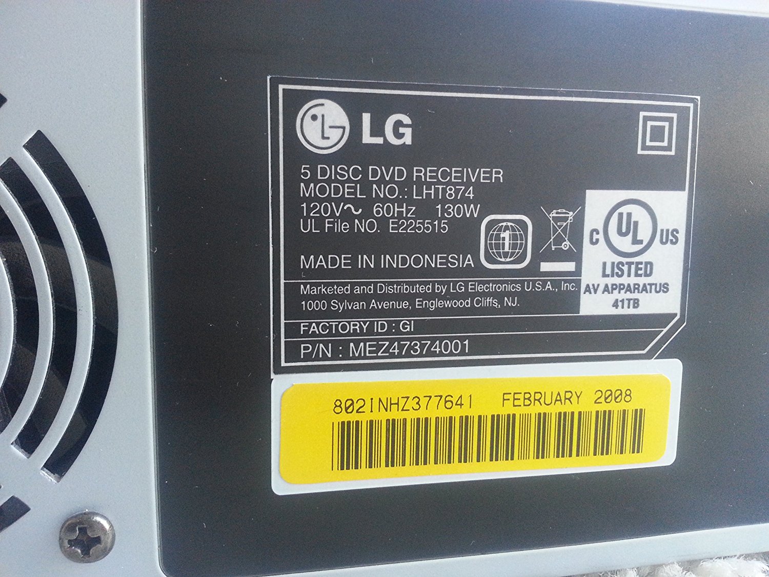 LG Electronics LHT874 1000W 5.1Ch. Home Theater System with Upconvert