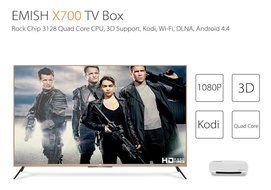 EMISH X700 Android TV Box - 1080P, Rock Chip 3128 Quad Core CPU, 3D Support, Kodi, Wi-Fi, DLNA, Android 4.4 N4