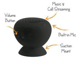 Lanzhid Mushroom Mini Bluetooth Speaker Wireless Waterproof Silicon Suction(Black) N2