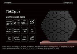 T95Zplus Set Top TV Box Android 6.0 2G/16G S912 Octa-core Chipset 4K HD Dual Band Wifi 2.4G+5G HDMI 2.0 Bluetooth... N4