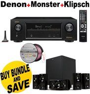 Denon AVR-X1300W Channel Full 4K Ultra HD AV Receiver with Bluetooth + Klipsch HDT-600 Home Theater System + Monster...