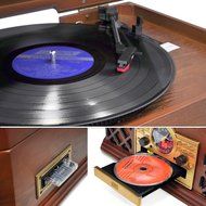 Pyle PTCD4BT Bluetooth Classic Style Record Player Turntable with CD Player, Cassette Deck, AUX (3.5mm) Input,... N4