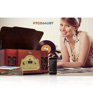 Pyle PTCD4BT Bluetooth Classic Style Record Player Turntable with CD Player, Cassette Deck, AUX (3.5mm) Input,... N10