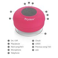 TryAceWireless Bluetooth Waterproof Shower Speaker Bluetooth 3.0 Car Handsfree Speakerphone built in Mic Control... N13