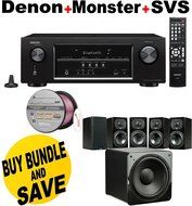 Denon AVR-S510BT 5.2 Channel Full 4K Ultra HD A/V Receiver with Bluetooth + SVS Prime Satellite Speakers (Piano...
