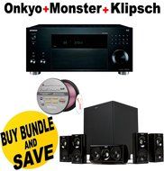 Onkyo TX-RZ1100 9.2-Channel A/V Receiver + Klipsch HDT-600 Home Theater System + Monster - Platinum XP Clear Jacket...