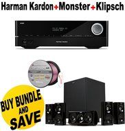 Harman Kardon AVR-1710S 7.2 AVR with AirPlay and Bluetooth + Klipsch HDT-600 Home Theater System + Monster - Platinum...