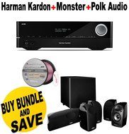 Harman Kardon AVR-1710S 7.2 AVR with AirPlay and Bluetooth + Polk Audio 5.1 TL1600 Speaker System + Monster -...