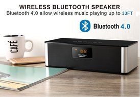 Portable FM Radio Wireless Bluetooth 4.0 Speaker 10W Alarm Clock MP3 Player APE FLAC Lossless Music Support, Hands... N2