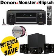 Denon Receiver Audio &amp; Video Component Receiver,Black (AVRX6300H) + Klipsch HDT-600 Home Theater System + Monster...
