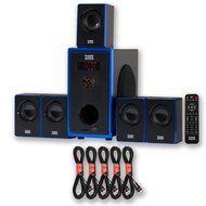 Acoustic Audio AA5102 800W 5.1 Channel Home Theater Speaker System with 5 Extension Cables AA5102-5
