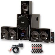 Acoustic Audio AA5160 Home Theater 5.1 Speaker System with Bluetooth FM Tuner and 5 Extension Cables