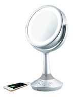 iHome 6&quot; Double-sided Vanity Mirror with Bluetooth Audio / Speakerphone and USB Charging (Silver) N2