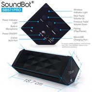 SoundBot SB571PRO Bluetooth QUADIO Satellite Portable Wireless Speaker w/ Multi-Unit Multi-Point Connectivity... N5