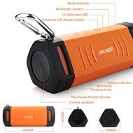 Archeer Portable Bluetooth Speakers Outdoor Waterproof Dustproof Wireless Speaker with Bass and Microphone for... N2