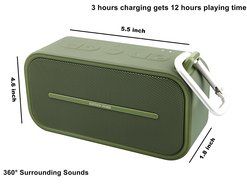 iCode Sports Portable Bluetooth Speaker with 360&deg; Surrounding Sounds, 12 Hour Play Rechargeable Battery ,Water... N10