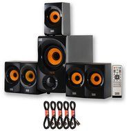 Acoustic Audio AA5170 Home Theater 5.1 Bluetooth Speaker System with FM and 5 Extension Cables