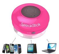 SpeakStick Rechargeable Bluetooth Shower Speaker with Mini USB Connection &ndash; Pink