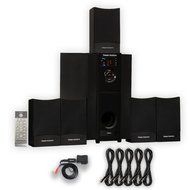 Theater Solutions TS511 Home Theater 5.1 Powered Speaker System with Bluetooth and 5 Extension Cables