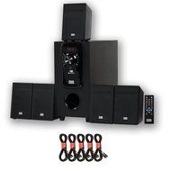 Acoustic Audio AA5150 Home Theater 5.1 Speaker System with FM Tuner and 5 Extension Cables
