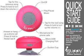 Guppy&reg; Water Resistant Bluetooth Shower Speaker - Wireless Portable Audio, New 2015 Model - Kid-friendly, Built-in... N33