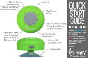 Guppy&reg; Water Resistant Bluetooth Shower Speaker - Wireless Portable Audio, New 2015 Model - Kid-friendly, Built-in... N57