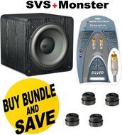SVS SB2000 12'' 500-watt Powered Subwoofer + SVS SoundPath Subwoofer Isolation System 4-Pack + Monster Silver...