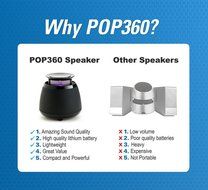 Wireless Bluetooth Speaker- BLKBOX POP360 Hands Free Bluetooth Speaker - for iPhones, iPads, Androids, Samsung... N2