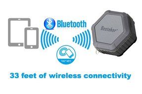 Bluetooth Speakers, Besteker Portable Wireless Speakers IP67 Waterproof NFC Pairing Function 2-in-1 USB Cable... N12