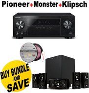 Pioneer 5.1 Channel Network AV Receiver Black (VSX-531) + Klipsch HDT-600 Home Theater System + Monster - Platinum...
