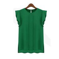AIMTOPPY Fashion Womens Loose Casual Chiffon Short Sleeve Blouse Shirt Tops (M, Green)