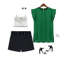 AIMTOPPY Fashion Womens Loose Casual Chiffon Short Sleeve Blouse Shirt Tops (M, Green) N2