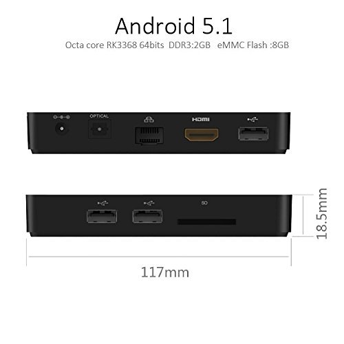 Google Android 5.1 RK3368 Octa-Core 2GRAM//8G Flash 2.4G/5.0G Dual Channel Wif Support H.265 4K Free Video Play... N2