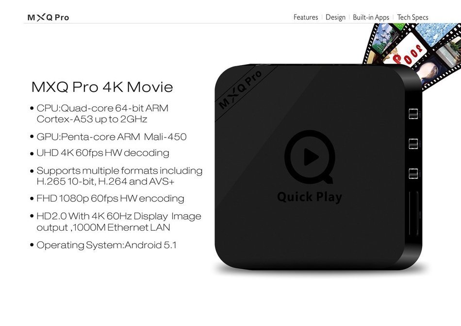Toox MXQ Pro Andorid 5.1 Tv Box Amlogic S905 Quad Core 1g+8g Smart TV Box Support Bluetooth 2.4ghz Wifi 1000m... N5
