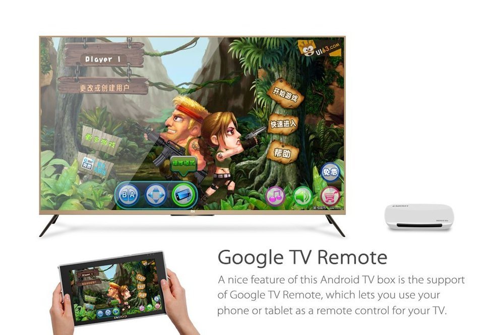 EMISH X700 Android TV Box - 1080P, Rock Chip 3128 Quad Core CPU, 3D Support, Kodi, Wi-Fi, DLNA, Android 4.4 N5