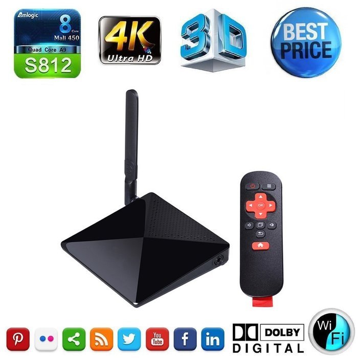 REDGO W9 TV Box Quad Core Amlogic S812 4K Fully loaded Add-ons with KODI 3D Blu-ray 4K Stream Media Player Cloud... N7