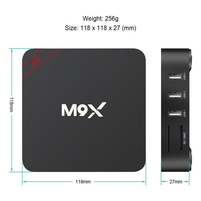 Padgene M9X Smart Android 5.1 Amlogic S905 TV Box and Game Player 2G+16G 4K Quad Core 64 Bit Kodi 16.1 Version... N4