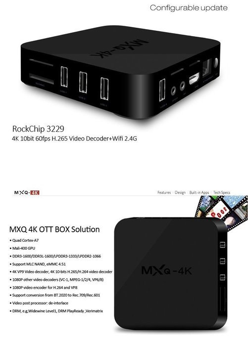 SNEER MXQ-4K TV Box Android TV Box RK3229 Quad Core 1GB DDRIII 8GB Nand Flash with Kodi15.2 XBMC WiFi 2.4GHz Support... N5